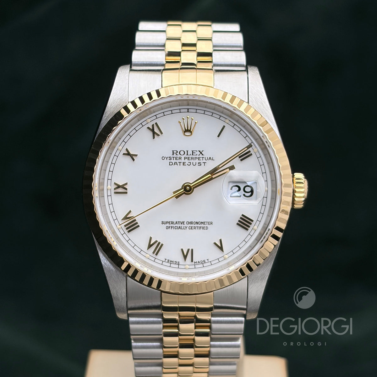 Rolex Datejust 16233 36 mm Acciaio e Oro Jubilee Bianco Romani