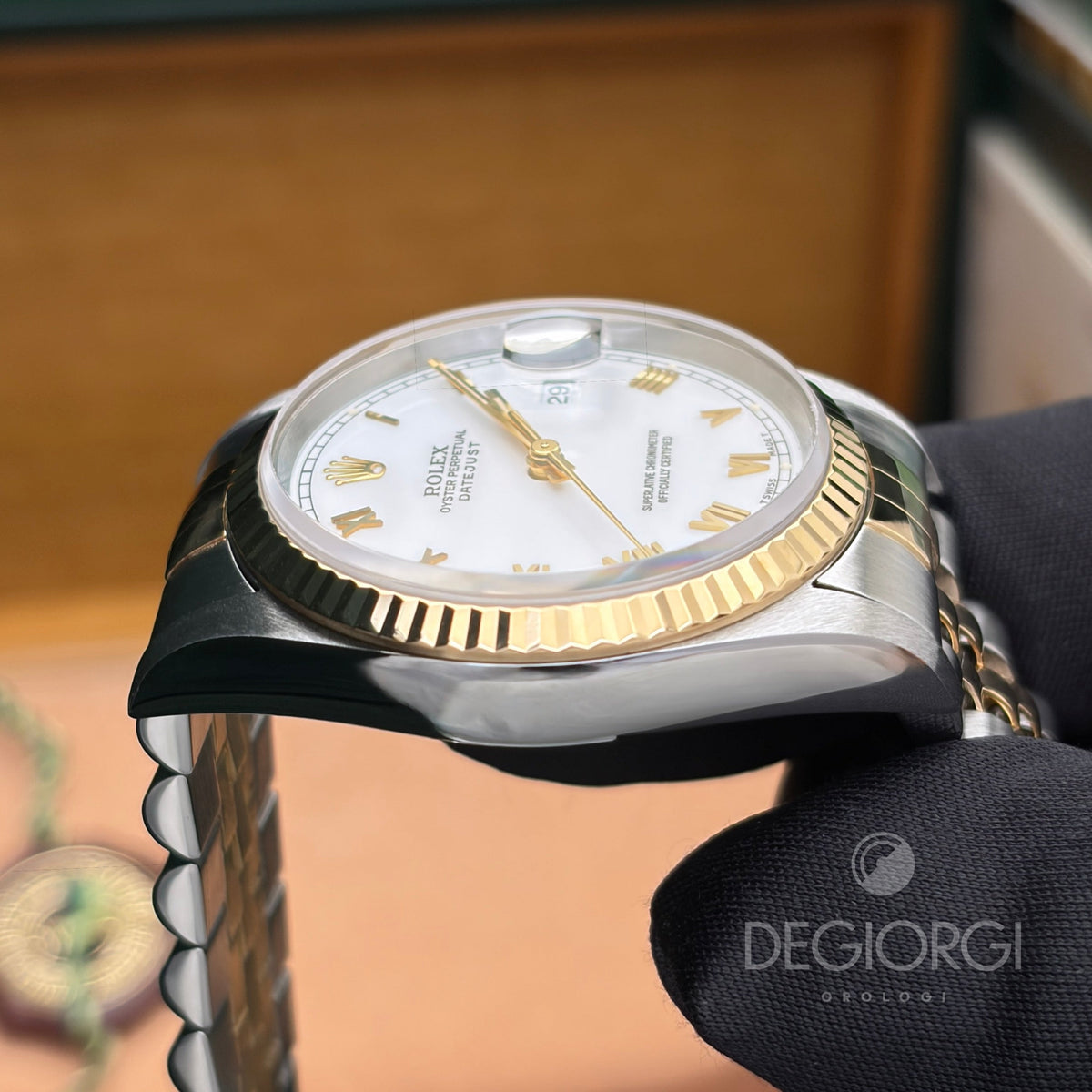 Rolex Datejust 16233 36 mm Acciaio e Oro Jubilee Bianco Romani