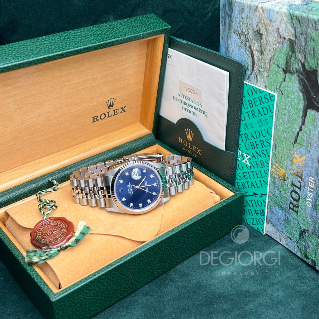 Rolex Datejust 16234 Jubilee Blu Diamanti