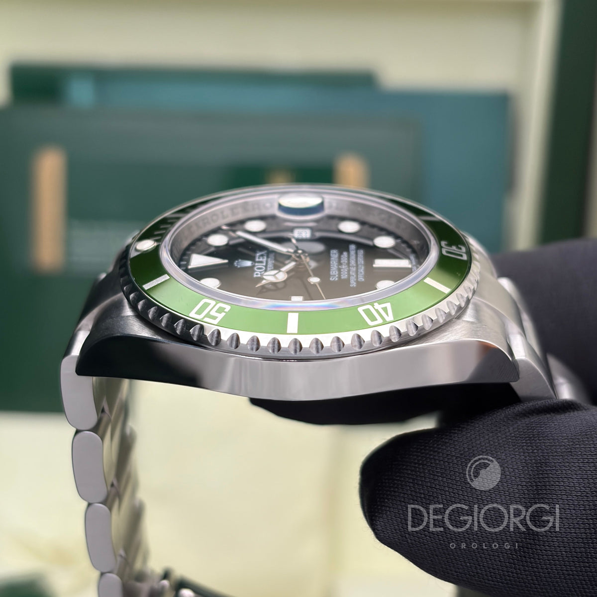 Rolex Submariner Date 16610LV Kermit Ghiera verde 40 mm Acciaio Oyster