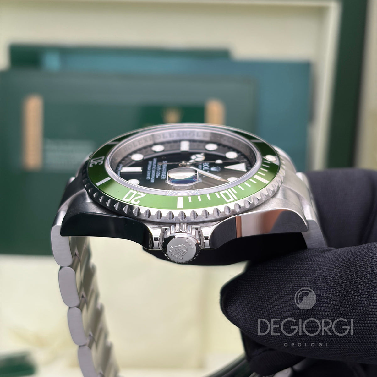 Rolex Submariner Date 16610LV Kermit Ghiera verde 40 mm Acciaio Oyster