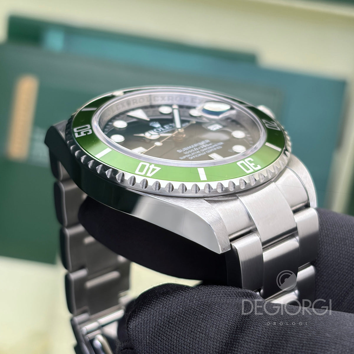 Rolex Submariner Date 16610LV Kermit Ghiera verde 40 mm Acciaio Oyster