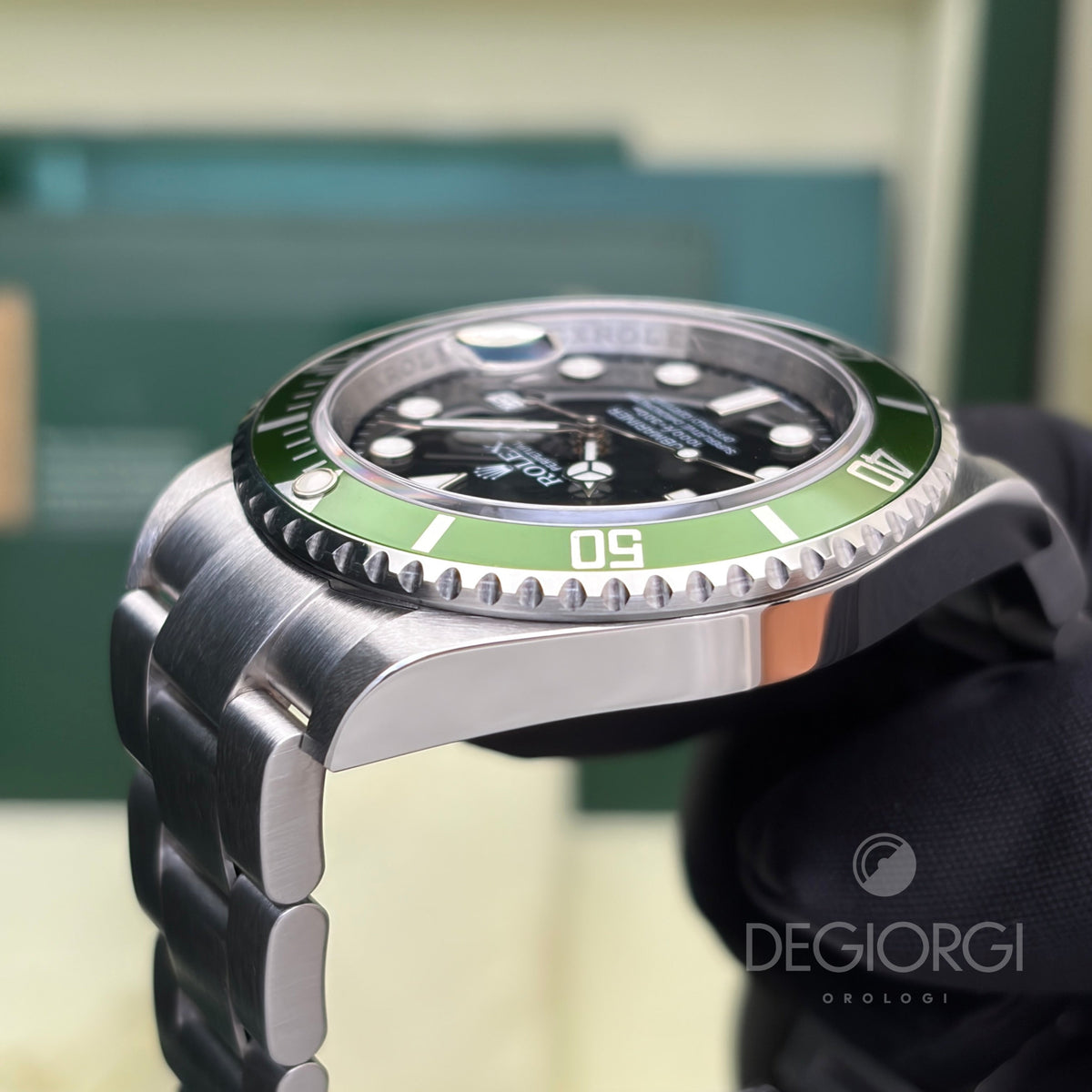 Rolex Submariner Date 16610LV Kermit Ghiera verde 40 mm Acciaio Oyster