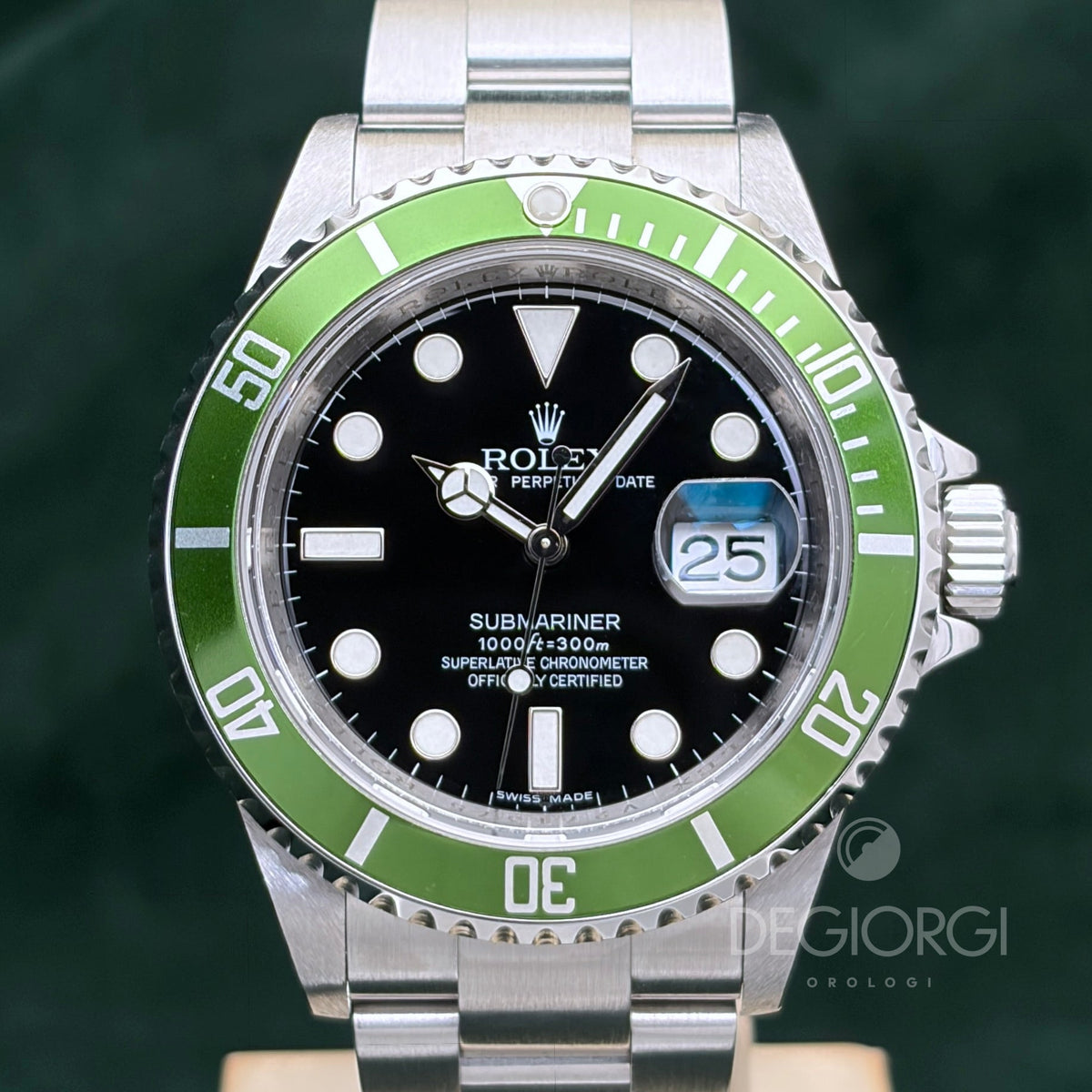 Rolex Submariner Date 16610LV Kermit Ghiera verde 40 mm Acciaio Oyster