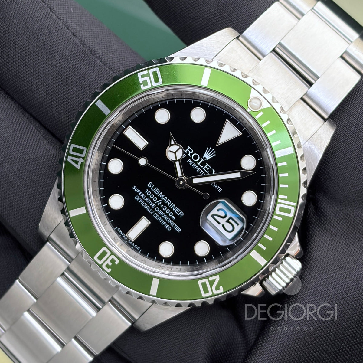 Rolex Submariner Date 16610LV Kermit Ghiera verde 40 mm Acciaio Oyster
