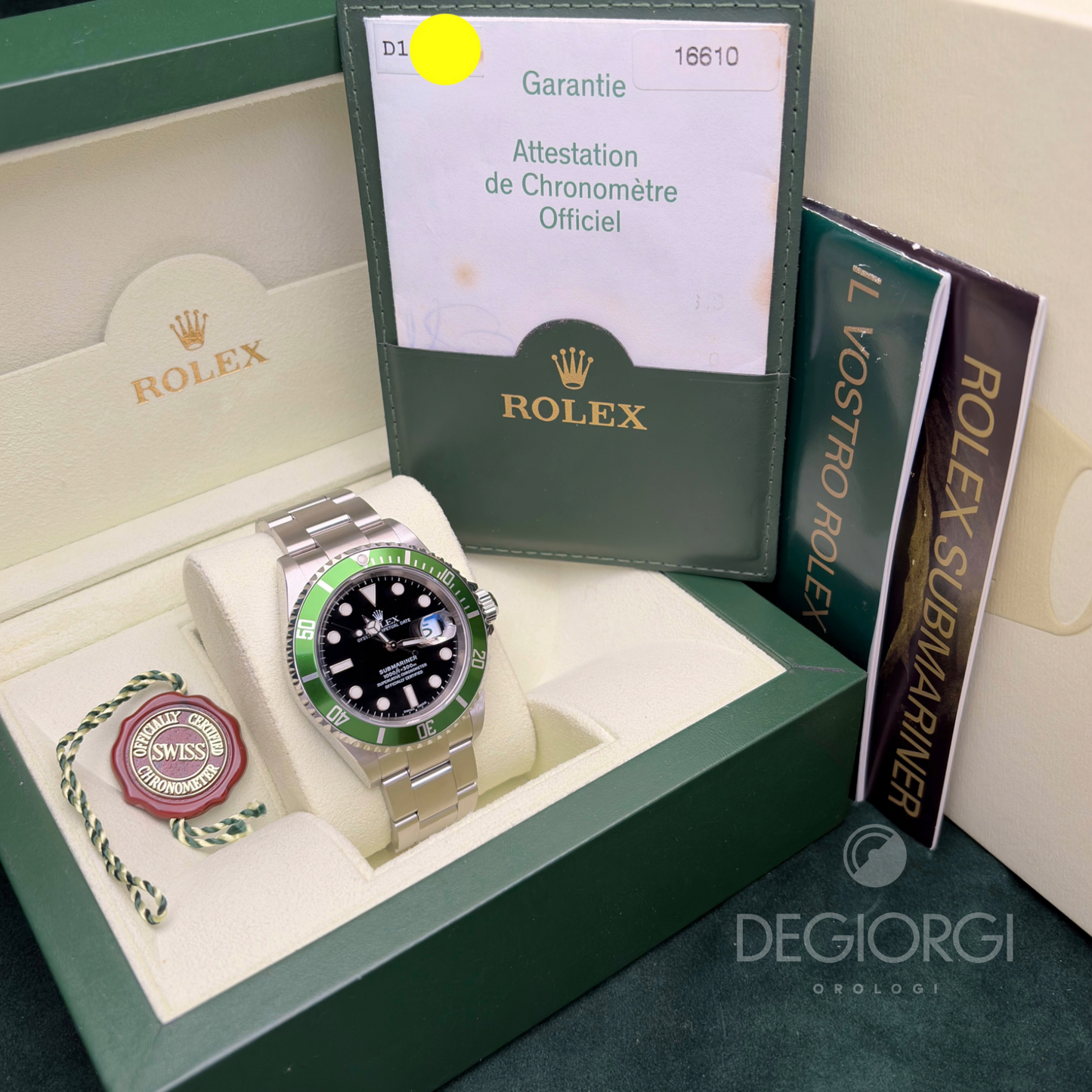 Rolex Submariner Date 16610LV Kermit Ghiera verde 40 mm Acciaio Oyster