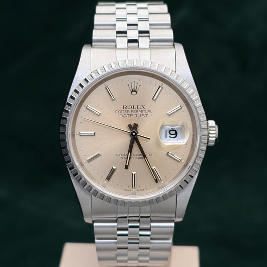 Rolex Datejust 16220 36 mm Acciaio Jubilee Argentè Crema