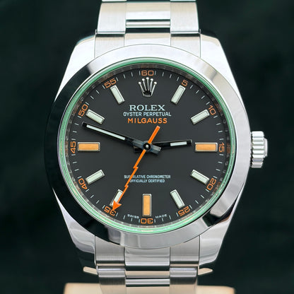 Rolex Milgauss 116400GV Vetro Verde 40 mm Acciaio Oyster