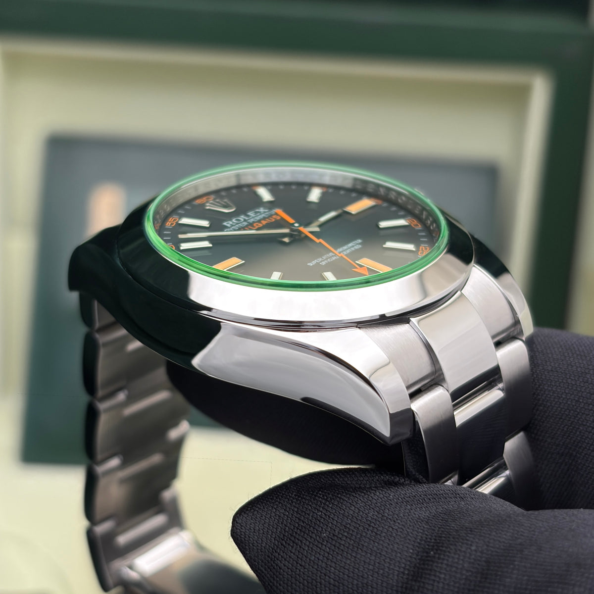 Rolex Milgauss 116400GV Vetro Verde 40 mm Acciaio Oyster