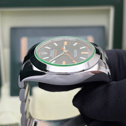 Rolex Milgauss 116400GV Vetro Verde 40 mm Acciaio Oyster