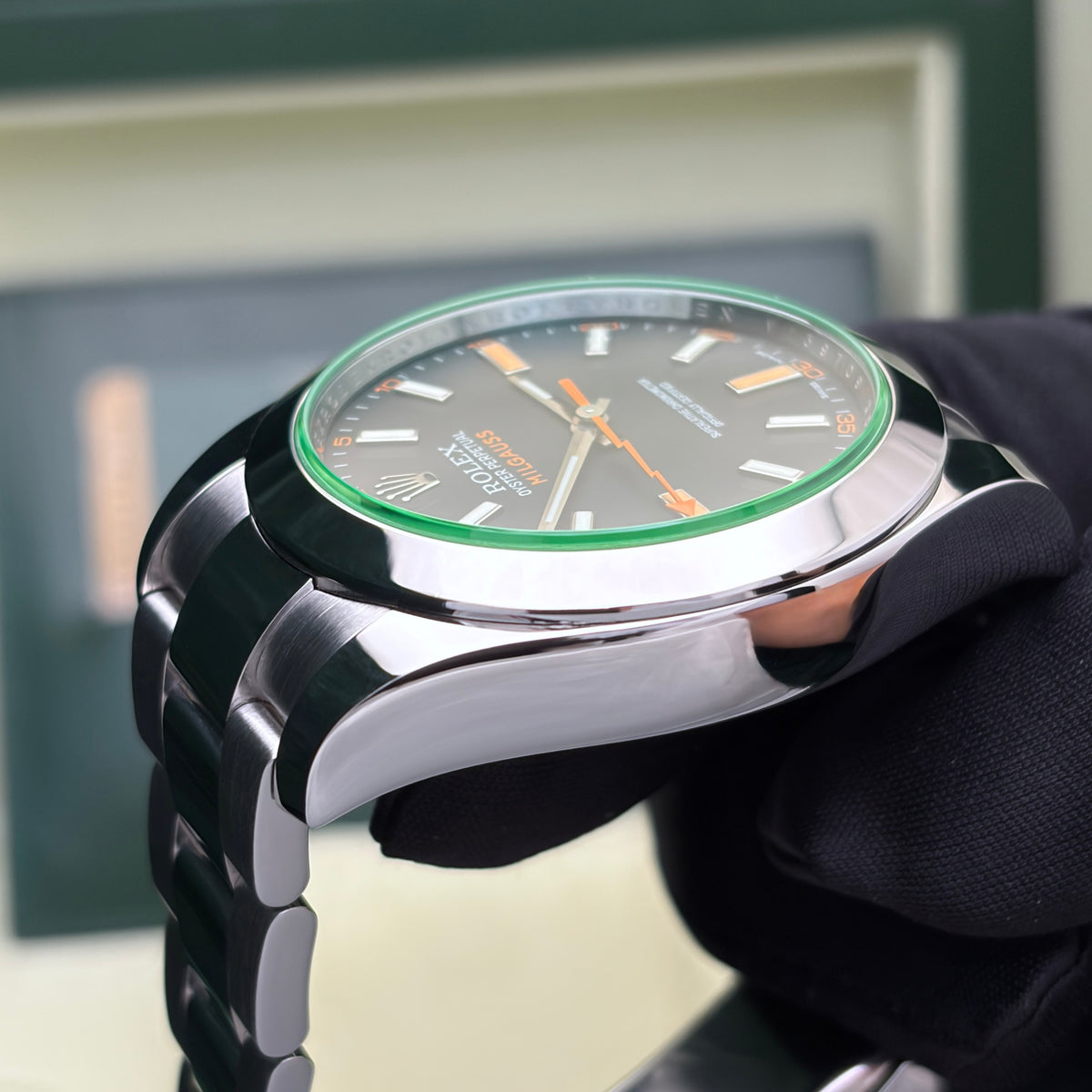 Rolex Milgauss 116400GV Vetro Verde 40 mm Acciaio Oyster