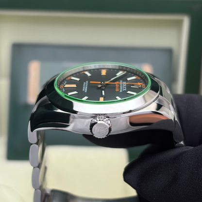 Rolex Milgauss 116400GV Vetro Verde 40 mm Acciaio Oyster