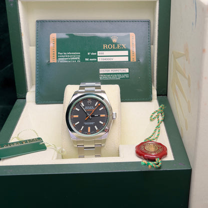 Rolex Milgauss 116400GV Vetro Verde 40 mm Acciaio Oyster