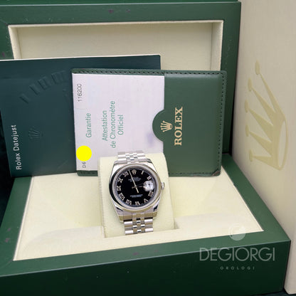 Rolex Datejust 116200 Jubilee 36 mm Nero Romani