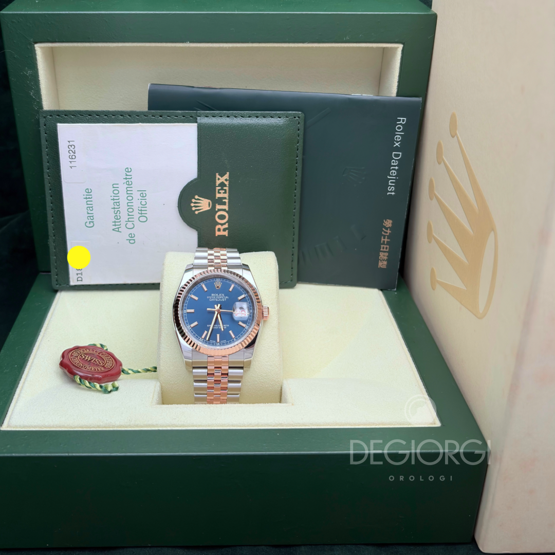 Rolex Datejust 116231 Jubilee 36 mm Blu Acciaio e Oro rosa