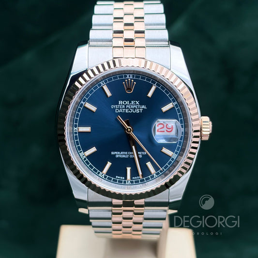Rolex Datejust 116231 Jubilee 36 mm Blu Acciaio e Oro rosa