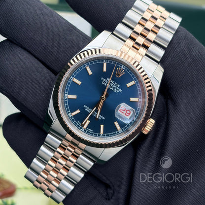 Rolex Datejust 116231 Jubilee 36 mm Blu Acciaio e Oro rosa