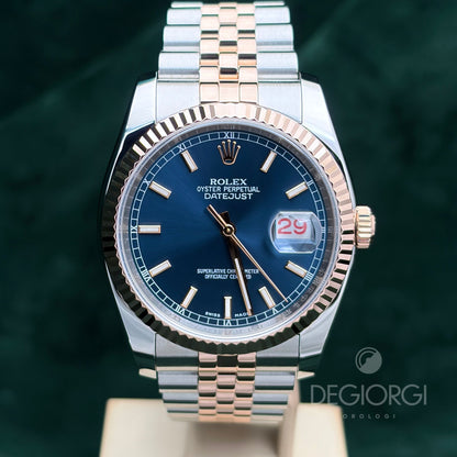 Rolex Datejust 116231 Jubilee 36 mm Blu Acciaio e Oro rosa