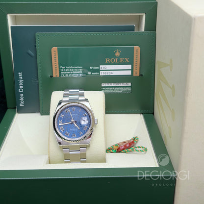 Rolex Datejust 116234 Oyster 36 mm Blu Romani Acciaio