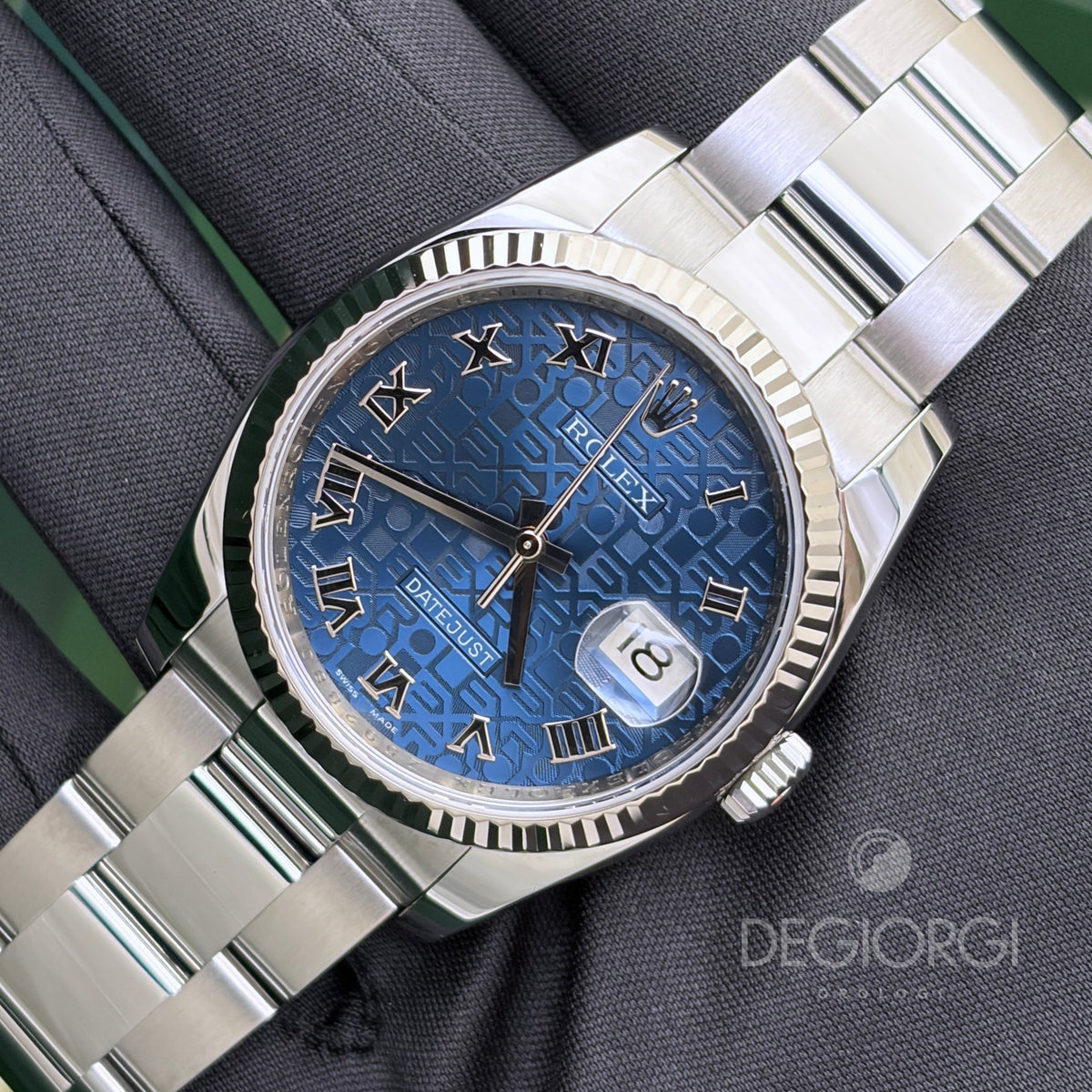 Rolex Datejust 116234 Oyster 36 mm Blu Romani Acciaio