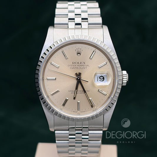 Rolex Datejust 16220 36 mm Acciaio Jubilee Argentè Crema