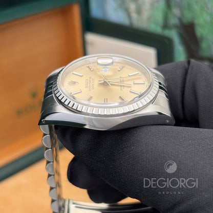 Rolex Datejust 16220 36 mm Acciaio Jubilee Argentè Crema