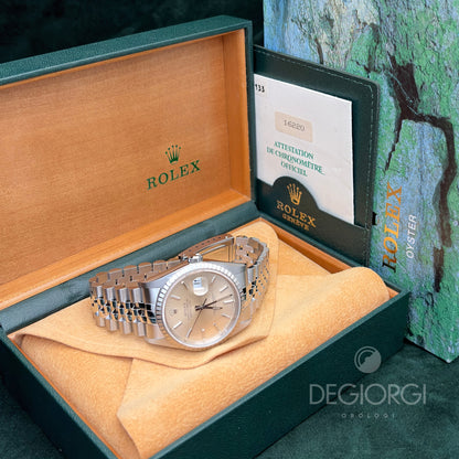 Rolex Datejust 16220 36 mm Acciaio Jubilee Argentè Crema