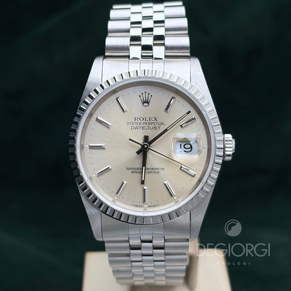 Rolex Datejust 16220 36 mm Acciaio Jubilee Argento