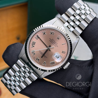 Rolex Datejust 16234 36 mm Acciaio Jubilee Rosa Salmone