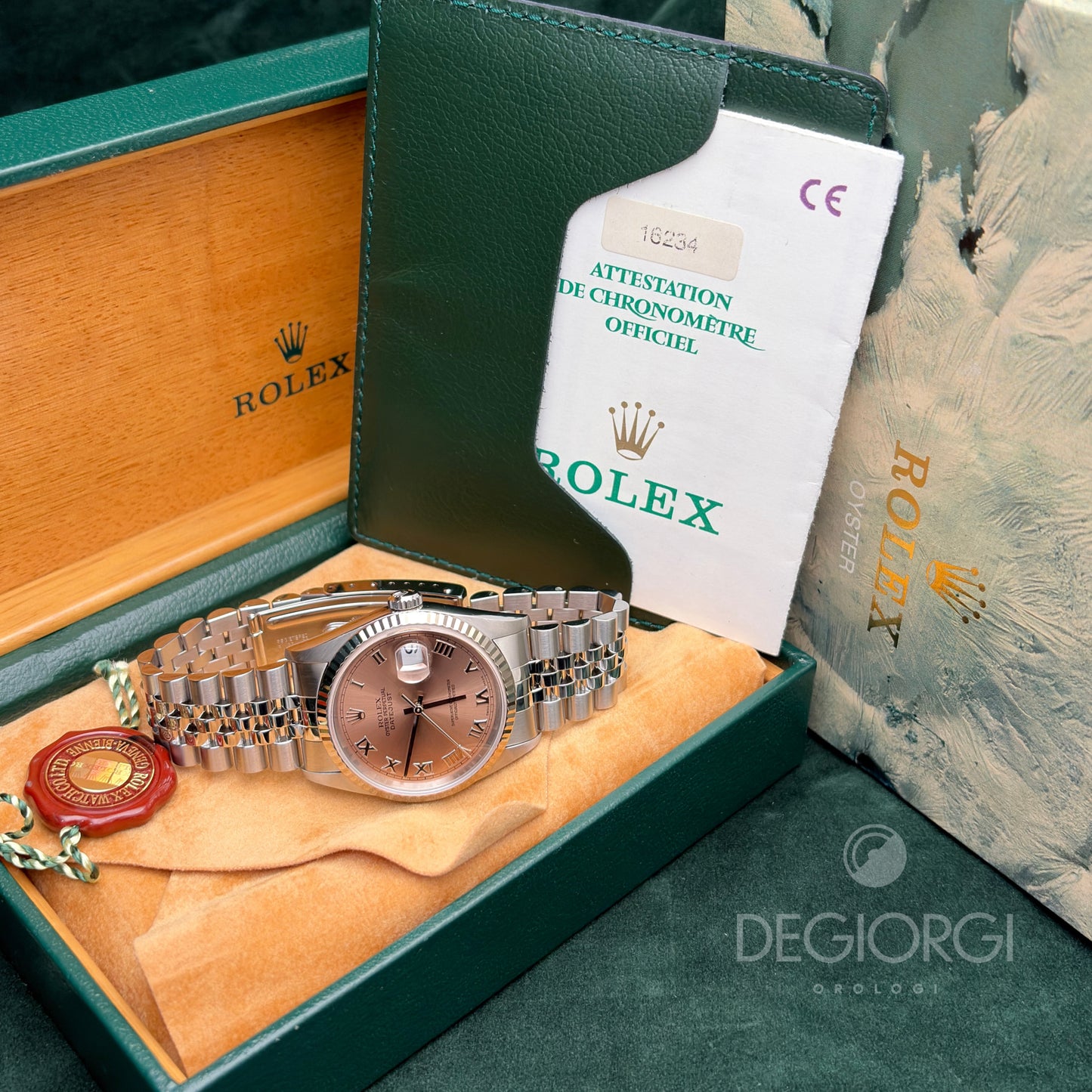 Rolex Datejust 16234 36 mm Acciaio Jubilee Rosa Salmone