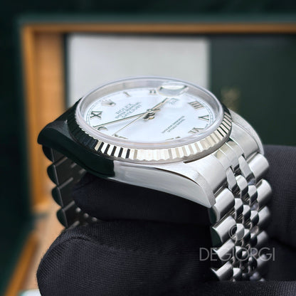 Rolex Datejust 16234 Jubilee 36 mm Bianco Romani