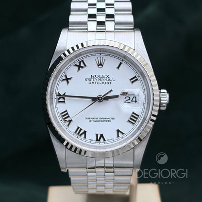 Rolex Datejust 16234 Jubilee 36 mm Bianco Romani