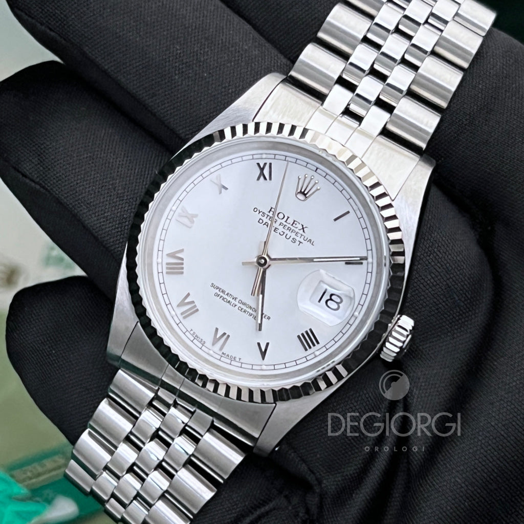 Rolex Datejust 16234 Jubilee Bianco Romani Piccoli