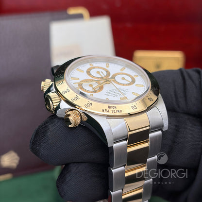 Rolex Daytona 16523 Oyster 40 mm Acciaio e Oro Giallo Zenith Bianco