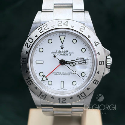 Rolex Explorer II 16570 Luminova 40 mm Acciaio Bianco