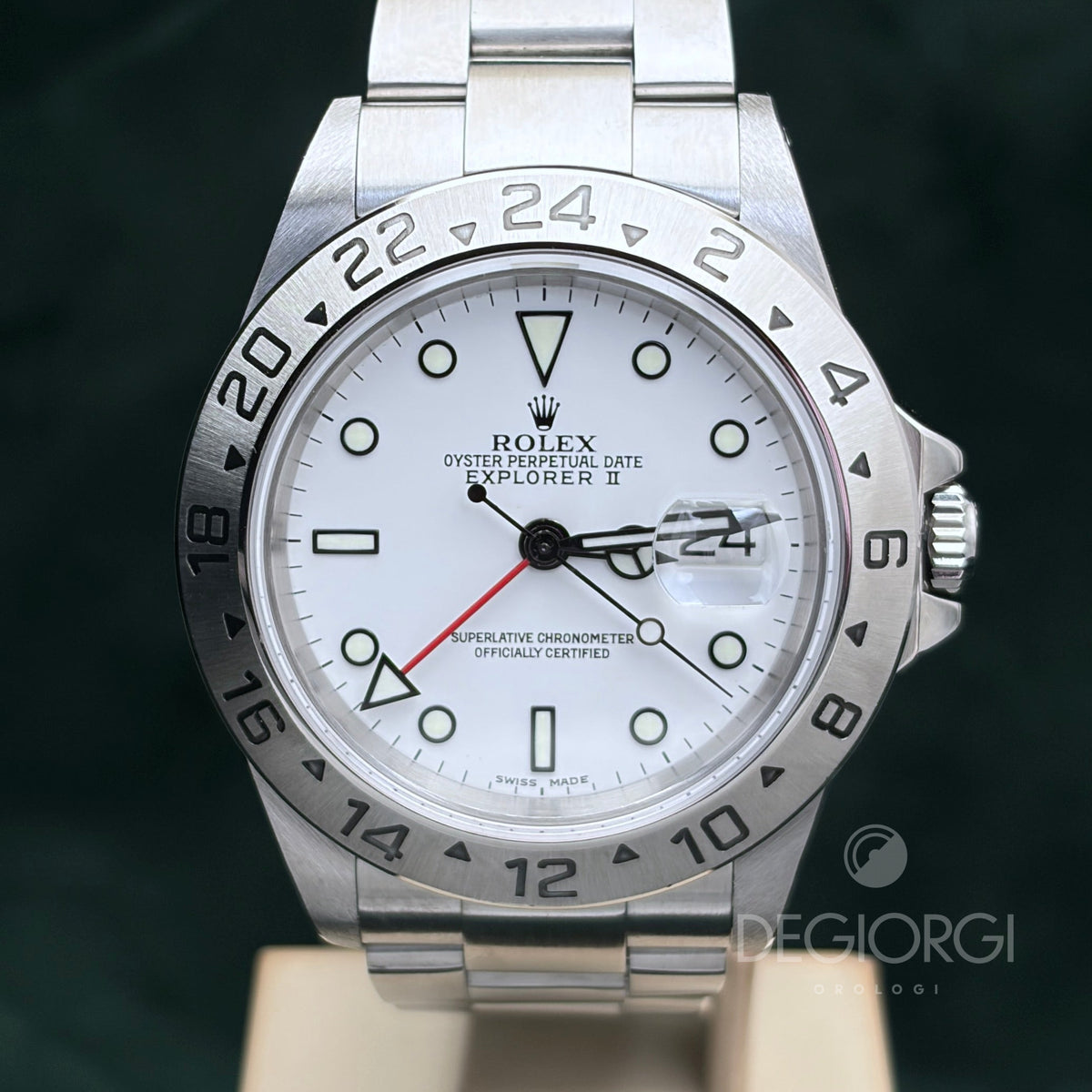Rolex Explorer II 16570 Luminova 40 mm Acciaio Bianco