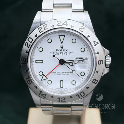 Rolex Explorer II 16570 Luminova 40 mm Acciaio Bianco