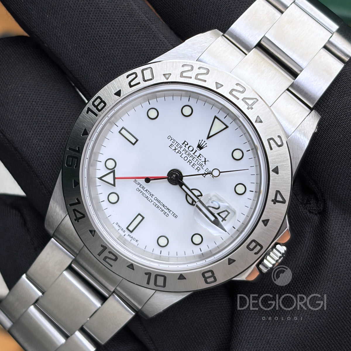 Rolex Explorer II 16570 Luminova 40 mm Acciaio Bianco