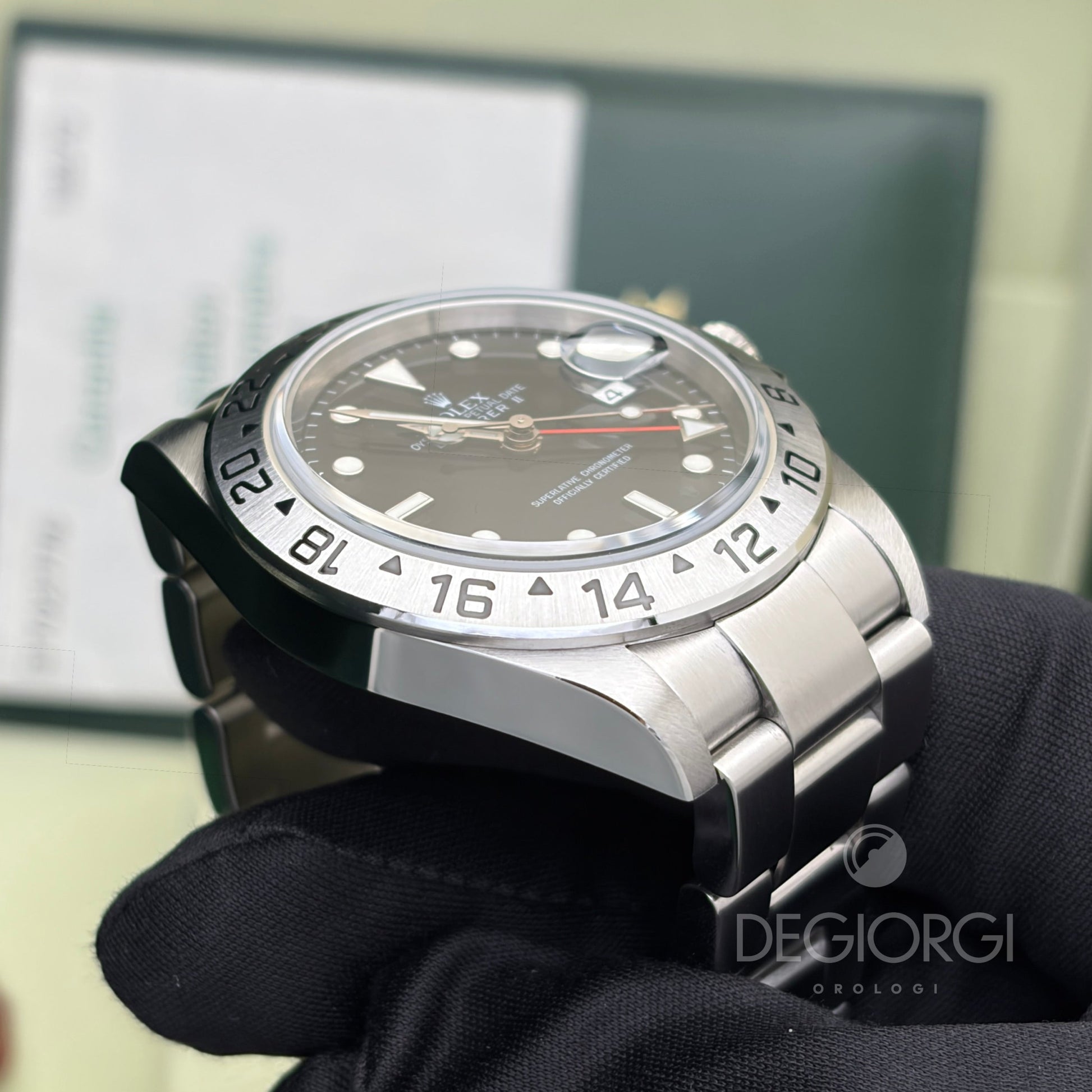 Rolex Explorer II 16570 Nero 40 mm Senza Fori Luminova