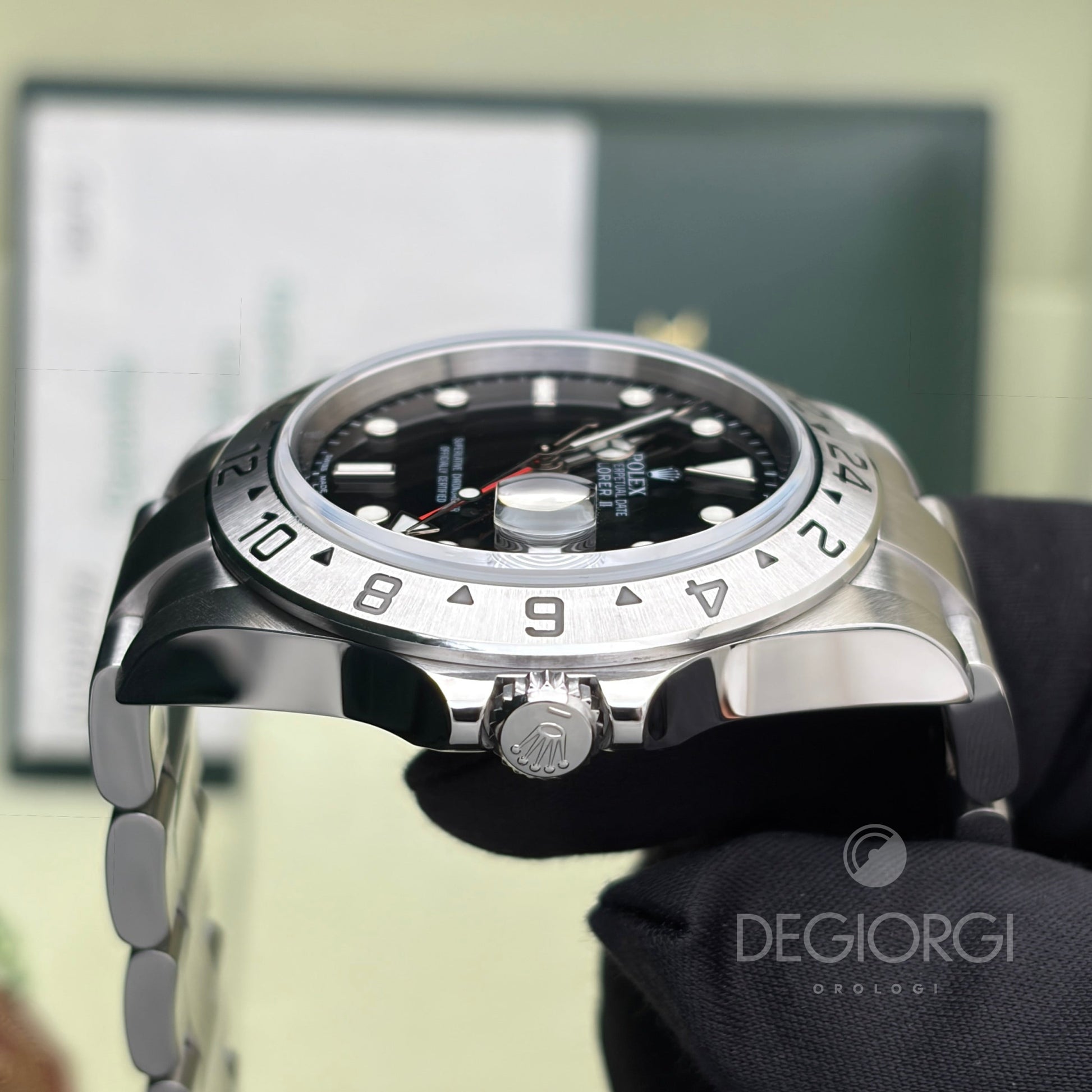 Rolex Explorer II 16570 Nero 40 mm Senza Fori Luminova