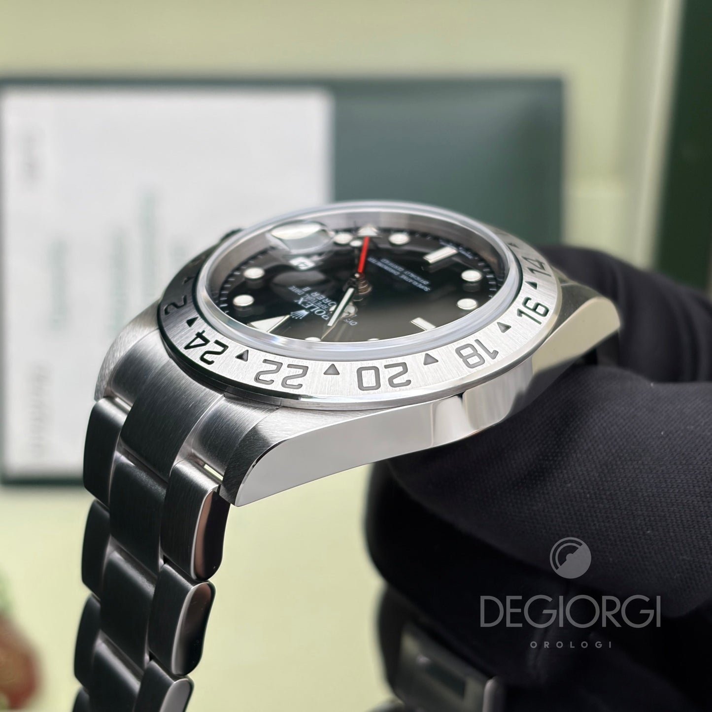 Rolex Explorer II 16570 Nero 40 mm Senza Fori Luminova
