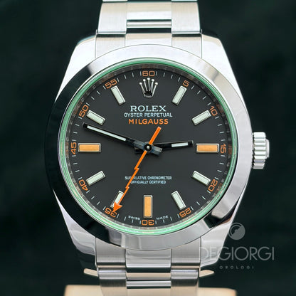 Rolex Milgauss 116400GV Vetro Verde 40 mm Acciaio Oyster