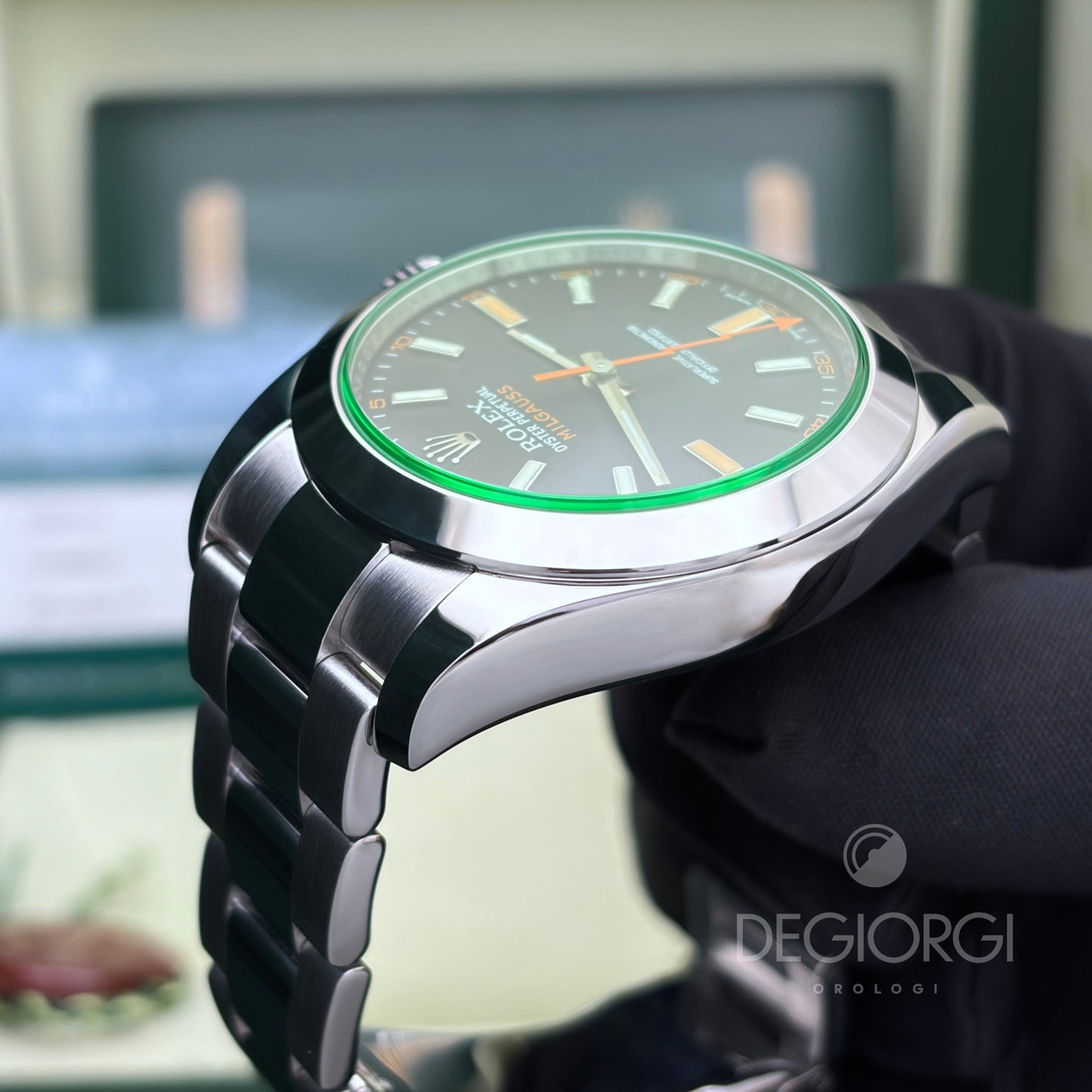 Rolex Milgauss 116400GV Vetro Verde 40 mm Acciaio Oyster