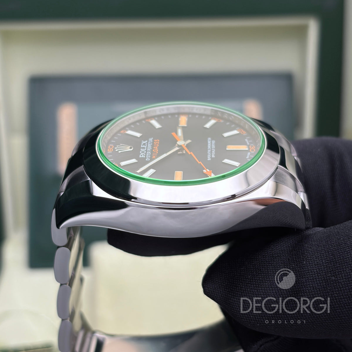Rolex Milgauss 116400GV Vetro Verde 40 mm Acciaio Oyster