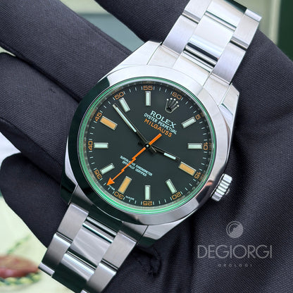 Rolex Milgauss 116400GV Vetro Verde 40 mm Acciaio Oyster