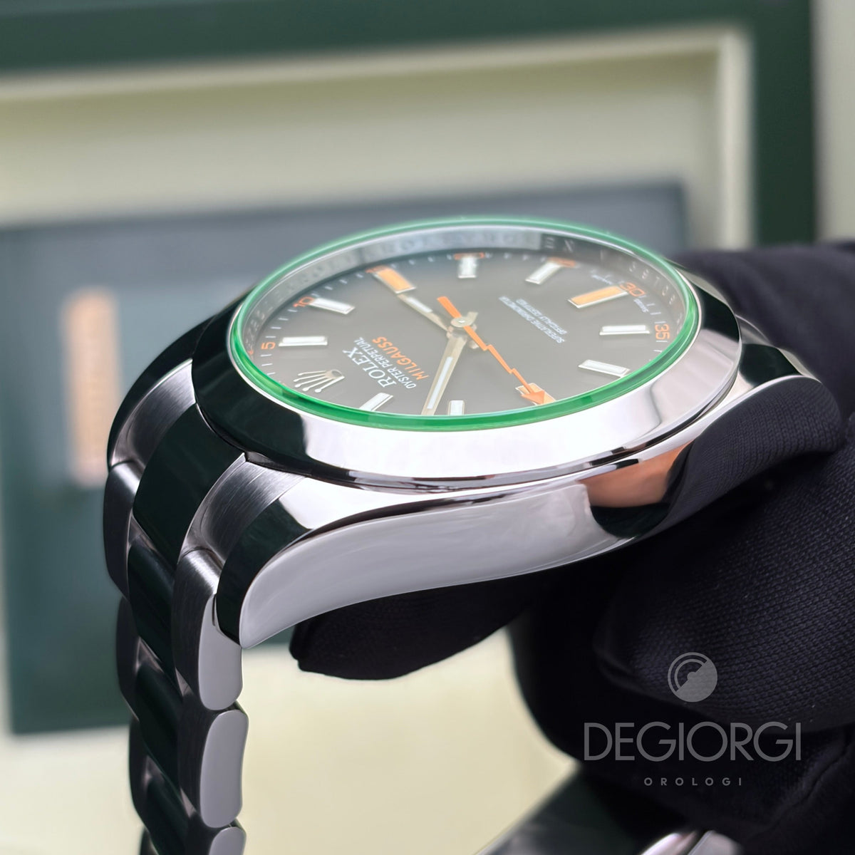 Rolex Milgauss 116400GV Vetro Verde 40 mm Acciaio Oyster