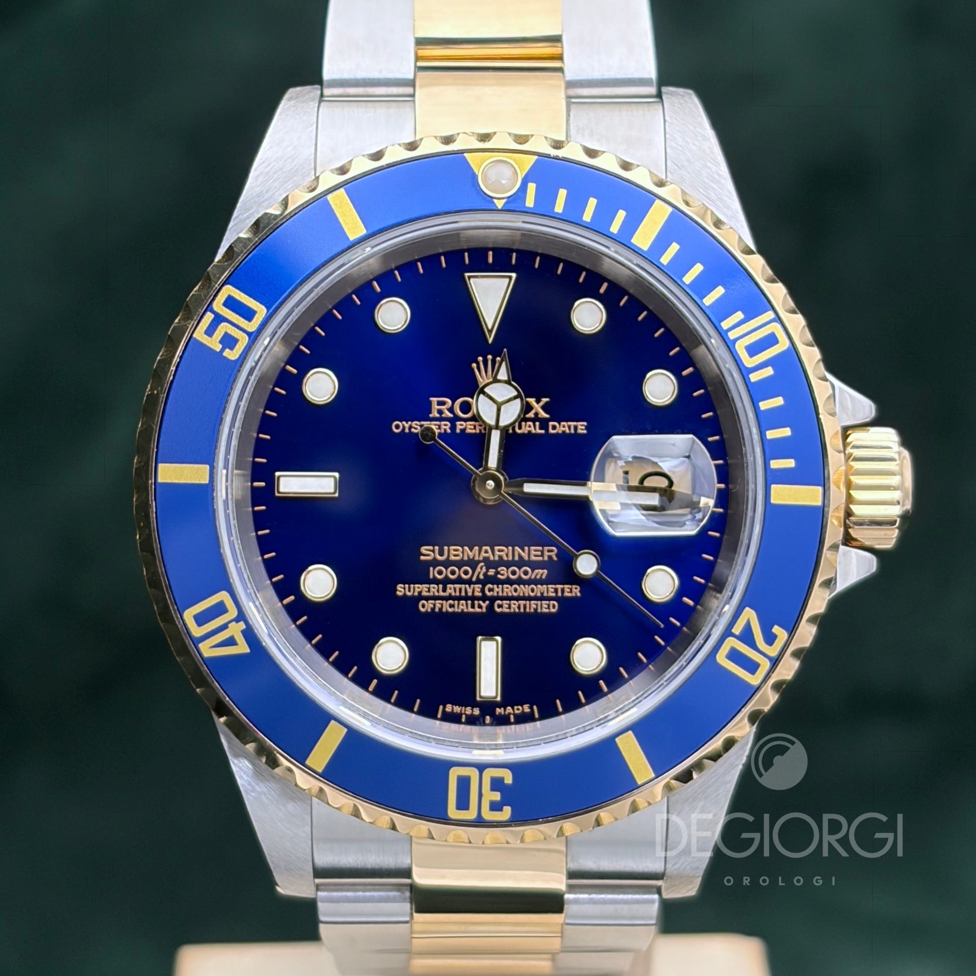 Rolex Submariner 16613 Oyster 40 mm Acciaio e Oro Giallo Blu