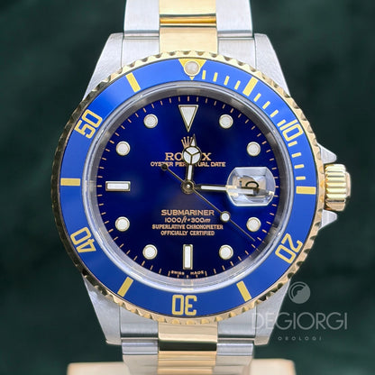 Rolex Submariner 16613 Oyster 40 mm Acciaio e Oro Giallo Blu
