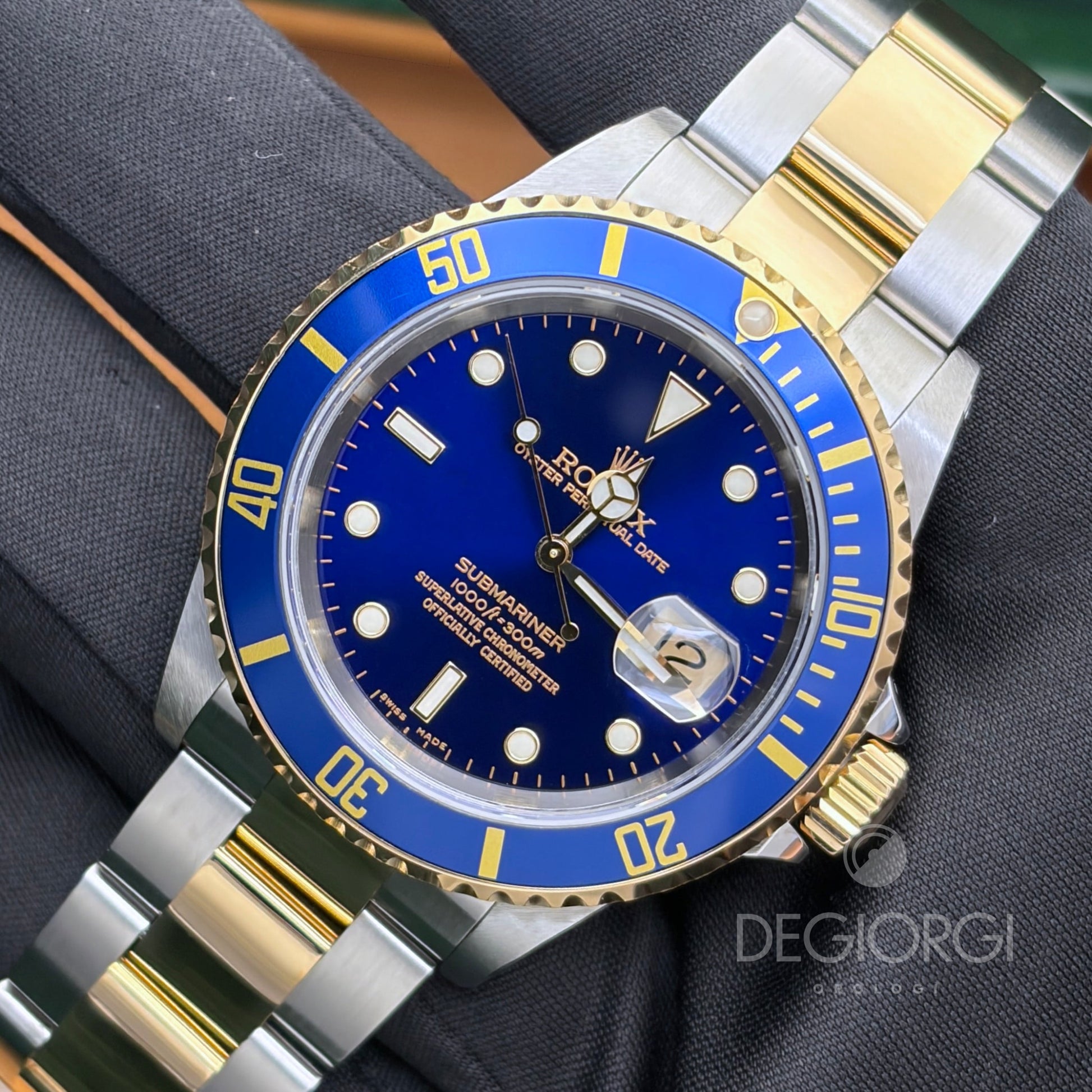 Rolex Submariner 16613 Oyster 40 mm Acciaio e Oro Giallo Blu