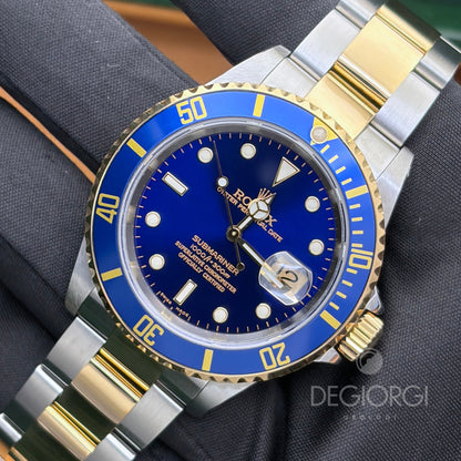 Rolex Submariner 16613 Oyster 40 mm Acciaio e Oro Giallo Blu
